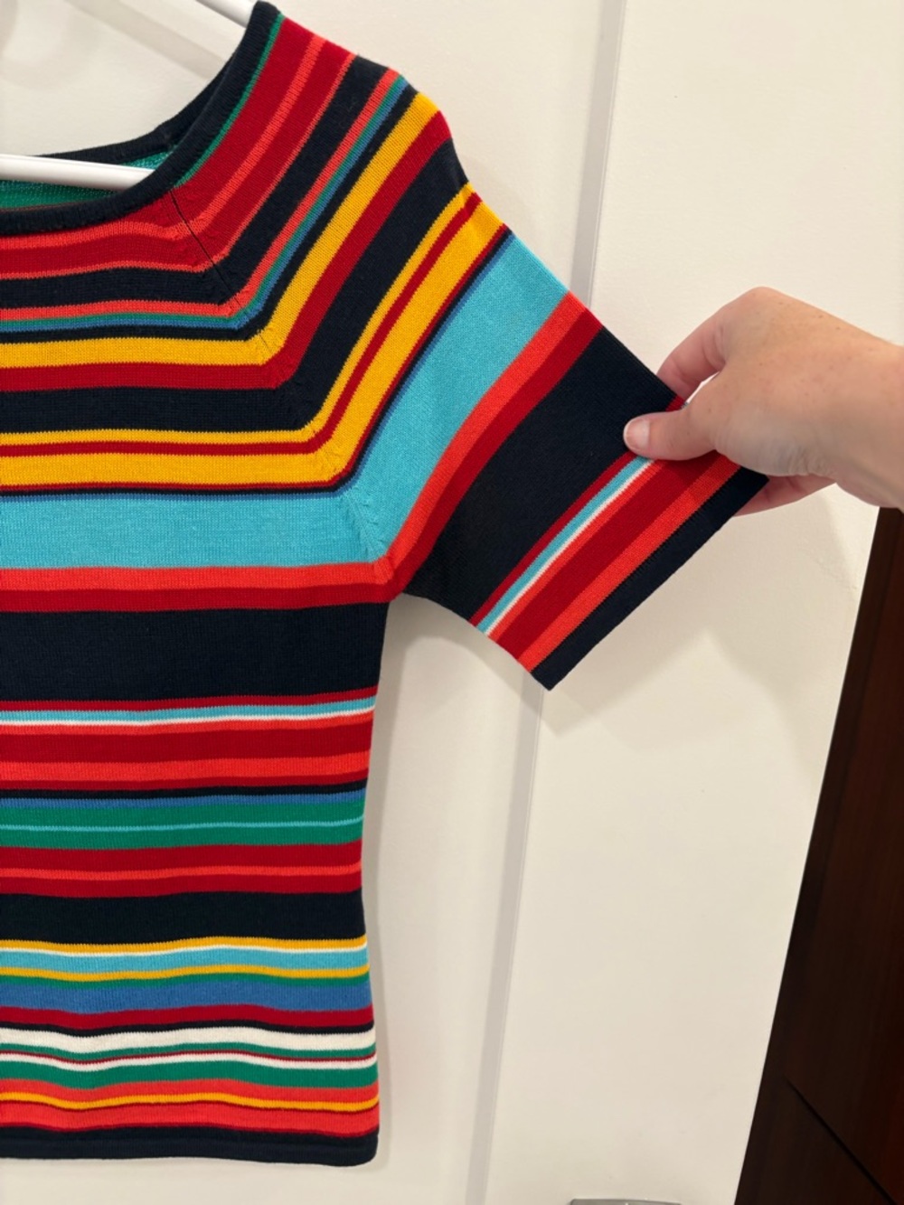 Vintage 90s Knit Cotton Blend Multicolor Stripe Paul Harris Design Sweater Sz S - Picture 4 of 8